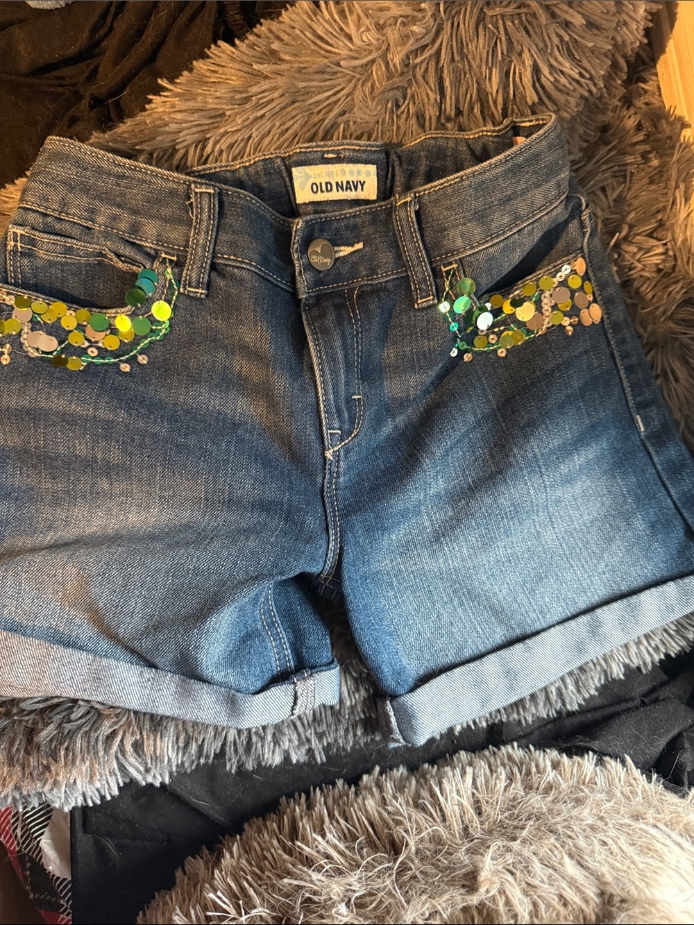 Old Navy Blue Denim Sequin Pocket Girl’s Shorts